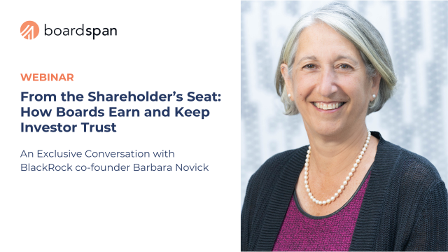 How Boards Earn and Keep Investor Trust with Barbara Novick